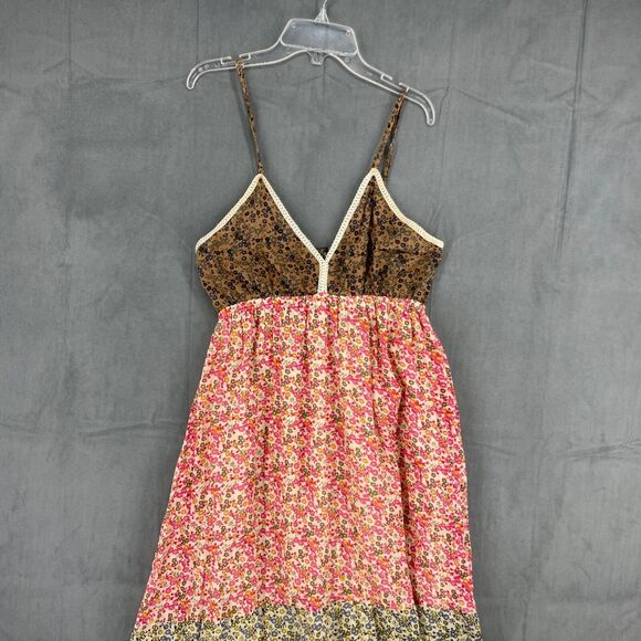 Jackpot Midi Dress Womens Medium Floral Multicolored Spaghetti Strap 100% Coton - Picture 1 of 11